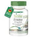 Produktbild: Fairvital | Zink Tabletten - 25mg Zink (elementares Gehalt) pro Tablette - 60 Tabletten - aus Zinkcitrat - HOCHDOSIERT - VEGAN