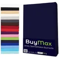 Produktbild: Buymax Spannbettlaken StyleHeim Jersey aus 100% Baumwolle, Jersey, Gummizug: Rundumgummi, Pflegeleicht und Atmungsaktiv in Verschiedenen Farben und Größen blau 80 cm x 200 cm