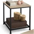 Produktbild: tectake® Beistelltisch Holz & Metall, Couchtisch mit Stauraum auf Zwei Ebenen, Kleiner Tisch 45,5 x 45,5 x 55,5 cm, Betttisch Deko Schlafzimmer, Couch Tisch, Industrial Holz hell, Eiche Sonoma