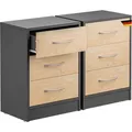 Produktbild: Nachttisch Eloise 3 Schubladen Kabelführung Wandbefestigung Boxspringbett Schlafzimmer Nachtschrank Nachtkonsole Nachtkommode Holz 54x39x28cm 2er Set Holz-grau - Casaria