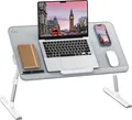 Produktbild: SAIJI Laptop Tisch Bett Tisch, stabil Füße, Höhenverstellbar (Grau, 60 x 33cm)