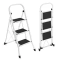 Produktbild: SONGMICS Klapptritt mit 3 Stufen, Trittleiter, mit Handlauf, aus Stahl