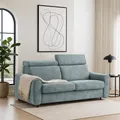 Produktbild: 3-Sitzer Sofa PAVARTI – Schlafsofa mit Matratze 140x195 cm & italienischem Gestell & Ausklappsystem, Velours Himmelblau