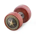 Produktbild: Piercingfaktor Runde Ohrring Ohrstecker Fake Piercing Ohr Plug Flesh Tunnel Kreis Platte Stecker Holz Braun Gold mit Stern