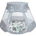 Produktbild: Selonis Spielzelt Kinder 105x90cm mit 100 Bunte bälle ∅6cm - Zelt kinderzimmer Kinder spielzelt Bällebad zelt Babyzelt Höhle - Für Jungen - Grau
