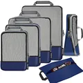 Produktbild: Eono Komprimierbaren Packwürfeln zur Organisation Ihres Reisegepäcks, Compression Packing Cube, Packtaschen Set & Gepäck Organizer für Rucksack & Koffer - Navy, 6-teilig