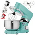 Produktbild: Arebos Küchenmaschine 1500W Türkis | Knetmaschine mit 2x Edelstahl-Rührschüsseln 4,5 & 5,5L | Geräuscharm | Küchenmixer mit Rührhaken, Knethaken, Schlagbesen und Spritzschutz | 6 Geschwindigkeiten