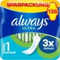 Produktbild: Always Ultra Binden Damen Gr.1 Normal Multipack ultradünn ohne Flügel 136 Stück