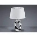 Produktbild: Reality Leuchten - Tischleuchte taba Keramik Silber - Stoffschirm Weiß, Höhe 33cm