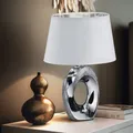 Produktbild: Textil Lampe Nacht-Licht Wohn Zimmer Keramik Schreib Tisch Leuchte silber-weiß