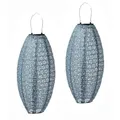 Produktbild: MARELIDA LED Solar Lampions oval Blumenmuster blau 40cm Balkon Terrasse 2St