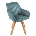 Produktbild: Riess Ambiente Drehbarer Design Stuhl Livorno Petrol Samt Buchenholz Beine Esszimmerstuhl Küchenstuhl