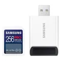 Produktbild: Samsung PRO Ultimate SD-Karte, 256 GB, UHS-I U3, Full HD & 4K UHD, 200 MB/s Lesen, 130 MB/s Schreiben, Speicherkarte für Kamera, PC, Drohne oder Action-Cam, Inkl. USB-Kartenleser, MB-SY256SB/WW