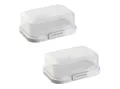 Produktbild: Engelland Butterdose Stapelbare Butter-/Käsedose, Kunststoff, (Vorteils-Set, 2-tlg., mit sicherem Klickverschluss), stapelbar, platzsparend, Ordnung im Kühlschrank, BPA-Frei, Mehrzweck