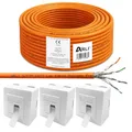 Produktbild: ARLI CAT 7 100m Verlegekabel Netzwerkkabel CAT.7 + 3x Cat6a Netzwerkdose LAN Halogenfrei Installationskabel S/FTP CAT7 PIMF Kabel Netzwerk Verkabelung Datenkabel AWG23/1 100 m Netzwerk Cat 6a Dose