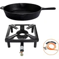 Produktbild: All'Grill Hockerkocher-Set (klein) mit Gusseisenpfanne Ø 39 cm inkl. Gasschlauch & Regler (43780988)