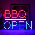 Produktbild: BBQ Open Neon Schild Neon Bar Schild Open Leuchtreklame LED Neon für Business...