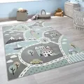 Produktbild: Paco Home - Kinder-Teppich Mit Straßen-Motiv, Spiel-Teppich Für Kinderzimmer, In Grün Grau 80x150 cm