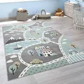 Produktbild: Paco Home Kinder-Teppich Mit Straßen-Motiv, Spiel-Teppich Für Kinderzimmer, In Grün Grau, Grösse:80x150 cm