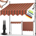 Produktbild: tillvex Balkonmarkise 350 cm Orange/Anthrazit Gelenkarm Markise Klemmmarkise Sonnenmarkise Balkon ohne Bohren