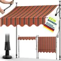 Produktbild: Tillvex Balkonmarkise 350 Cm Orange/anthrazit Gelenkarm Markise Klemmmarkise Sonnenmarkise Balkon Ohne Bohren