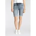 Produktbild: Jogg-Jeansbermudas ARIZONA, Damen, Gr. 42, N-Gr, blau (bleached), Obermaterial: 59% Baumwolle, 40% Polyester, 1% Elasthan, leichte Abriebeffekte, Basic, comfort fit kurz, Jeans, hohe Leibhöhe, krempelbare Beinabschlüsse, Used-Look