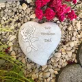Produktbild: Grabherz Gedenkstein - Wir vermissen Dich - Grabschmuck Grabdeko Trauerherz 13cm 600g Handarbeit weiß