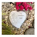 Produktbild: Grabherz Gedenkstein - Wir vermissen Dich - Grabschmuck Grabdeko Trauerherz 13cm Handarbeit weiß 600g