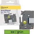 Produktbild: Kompatibles Schriftband für Brother TZe-721, 9mm, Länge 8m, schwarz auf grün