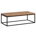 Produktbild: FineBuy Couchtisch Akazie Massivholz 120 cm · Rechteckiger Wohnzimmertisch mit schwarzem Metallgestell · Handgefertigter Massivholztisch im modernen Industrial Design Braun
