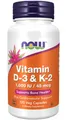 Produktbild: Vitamine D3 1000 IU & K2 45 mcg 120 Gemüsekapseln Now Foods