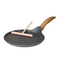 Produktbild: STONELINE Back to Nature Crepe Pfanne Induktion 25 cm, Omelettpfanne beschichtet mit echten Steinpartikeln, Pfannkuchen Pancake Pfanne Antihaft, Fettfrei Braten, Alle Herdarten, Holzoptik