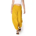 Produktbild: PANASIAM Pumphose Aladinhose einfarbig Haremshose aus 100% natürlicher Viskose Pumphose für Damen bequeme Freizeithose Pluderhose gelb XL