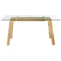 Produktbild: Miliboo - Designer-esstisch Mit Transparenter Glasplatte Und Holz L160 Cm Bacco