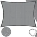 Produktbild: KESSER® Sonnensegel Sonnenschutz Windschutz | wasserabweisend & windabweisend | 5-Fach quer vernäht robust & stabil Schattenspender Garten Balkon Terrasse | Rechteck Grau 2x4m HDPE
