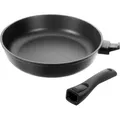 Produktbild: Bratpfanne 24 cm Pfanne mit Antihaftbeschichtung abnehmbarer Griff Universalpfanne für alle Herdarten inkl. Induktion Spülmaschinengeeignet - Schwarz