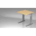Produktbild: Schreibtisch U-Serie | inkl. Kabelwanne | C-Fuß | höheneinstellbar, Größe Tischplatte:80 x 80 cm, Farbe Tischplatte:Ahorn, Farbe Gestell:Silber - Silber/Grau