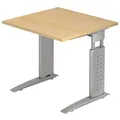 Produktbild: HAMMERBACHER Haziender höhenverstellbarer Schreibtisch ahorn quadratisch, C-Fuß-Gestell silber 80,0 x 80,0 cm