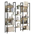 Produktbild: VASAGLE Bücherregal, Standregal mit 14 Ablagen, Regal mit Metallrahmen, für Wohnzimmer, Arbeitszimmer, Büro, Industrie-Design, 24 x 158 x 166 cm, türkisbraun-tintenschwarz LLS107B60