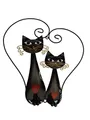 Produktbild: Katze Wanddeko Katzen Paar Herz Metall Deko Garten Tier Figur Skulptur Kater