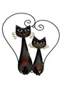 Produktbild: Katze Wanddeko Katzen Paar Herz Metall Deko Garten Figur Skulptur Wandbild