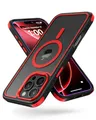 Produktbild: MobNano Hybrid Magnetisch Durchsichtig Hülle für iPhone 16 Pro Hülle [Kompatibel mit MagSafe] Stoßfest Bumper Transparent Starke Magnet Handyhülle Clear Silicone iPhone 16 Pro Case - Schwarz/Rot