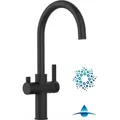 Produktbild: Vizio - 4 Wege Wasserhahn Küchenarmatur Spültischmischer, Schwarz Matt Mit 360° Schwenkbarem U-auslauf - Vzfc Linie