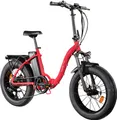 Produktbild: Agon Aurevia E Bike Klapprad 20 Zoll Pedelec für Damen Herren 155 - 195 cm Elektrofahrrad Faltrad 7 Gang Fatbike StVZO rot