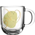 Produktbild: Leonardo Emozione Geschenk Tasse Bester Opa 1 Stück, spülmaschinengeeignete Tasse, grünes Herz Motiv, Tee-Glas mikrowellenfest, 400 ml, 033227