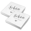 Produktbild: itenga Servietten Schön dass du da bist 30 x 30cm 3-lagig 40 Stück für Kommunion Konfirmation Hochzeit Taufe und andere Feiern (weiß)
