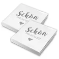 Produktbild: itenga 40x Servietten Schön dass du da bist weiß grau Hochzeit Geburtstag neu