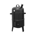 Produktbild: Räucher- und Grillofen schwarz, Smoker mit Thermometer, Holzkohlegrill