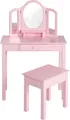 Produktbild: roba Schmink- & Frisiertisch, Kinderanrichte / Schminktisch mit Schminkspiegel u. Hocker, rosa