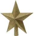 Produktbild: Decoris Christbaumspitze Stern mit Glitzer 19cm Kunststoff, hellgold